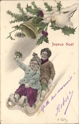 Crianças em trenó — Feliz Natal — A. Tamlin