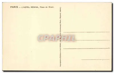 Paris — L'Hôtel Régina, Place de Rivoli — Éditions Mona — Verso