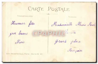 Jeune fille aux fleurs — Tendres Souhaits — Em. Brocherloux, Paris - Série N° 40 — Verso