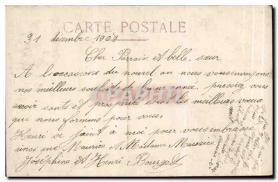 Niña con vestido de flores — Buena Año — editor H. P. B. n° 4107 — Reverso