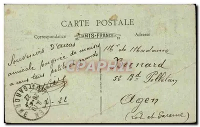 Arras — Stadhuis voor en na de oorlog — Ed. Faucheois, Bethune — Achterkant