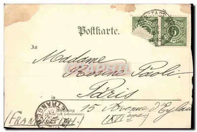 Castelo de Freudenstadt — vista de chalé na floresta — editor Johannes Eickler & Co., n° 38 — Verso