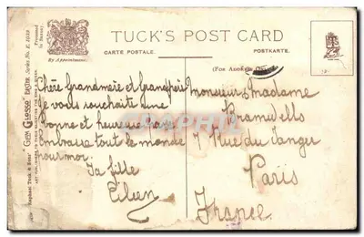 Pintinhos em um carrinho — Páscoa — Tuck's Post Card, série No. 1039 — Verso