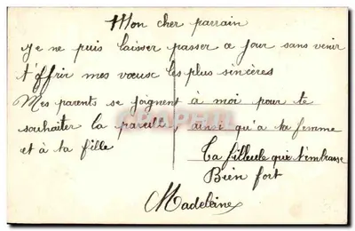 Vrouw in gesteven jas die een wisselbast verkiest — Gelukkig Nieuwjaar — DIX PARIS 2296 — Achterkant