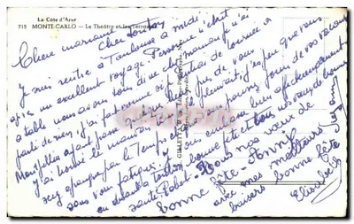 Monte-Carlo — O Teatro e as Terras — Editor L. GILLET & Cie, n°715 — Verso