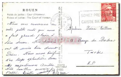 Palácio de Justiça em Rouen — Cour d'Honneur — Estel — Verso
