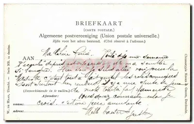 Cena de praia em Schevelingen — desenho de J.G. Gerstenhauer — editor Chromotype Moers & Gruze, Dordrecht — Verso