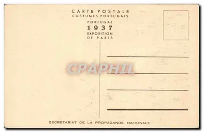 Kobieta w stroju tradycyjnym — Coimbra — wydanie wystawy 1937 — Rewers