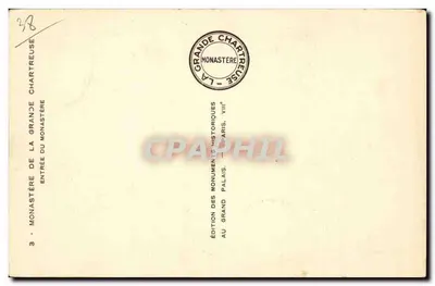 Ingresso del monastero della Grande Chartreuse — Edizione dei Monumenti Storici, Parigi, VIIIe — Verso