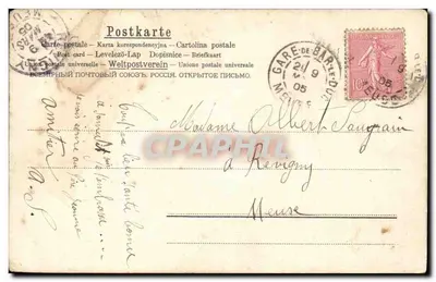 Bukiet fiołków w koszyku — wydawca nieodczytalny — Rewers