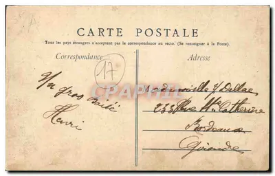 Jonzac w nocy. Ratusz, dawniej zamek (XV wiek) — Henry Guillier, wydawca Libourne — Rewers
