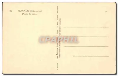 Pałac księcia — Monako (Księstwo) — Les Editions d'Art, Paryż — Rewers