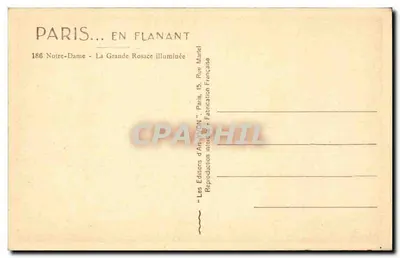 Notre-Dame de Paris — Duża Roza oświetlona — Les Éditions d'Art YVON — Rewers