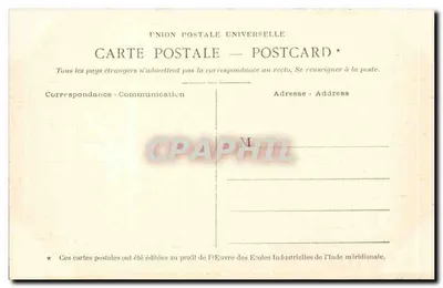 Vila nos Ghâtes — Série XII, n°6 — Éditions des Écoles Industrielles de l'Inde méridionale — Verso