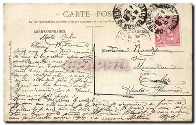 Monte-Carlo - O Casino e os Jardins — Coleção Artística, n°712, Edição Gilletta, fot. Nice — Verso