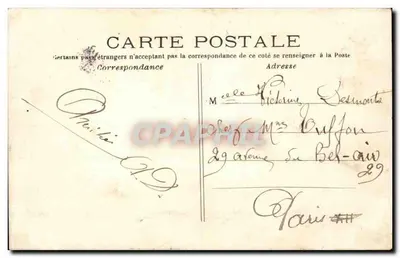 Paryż — Hotel de Ville — widok budynku z pieczęcią i znaczkiem pocztowym — C.M. nr 10 — Rewers