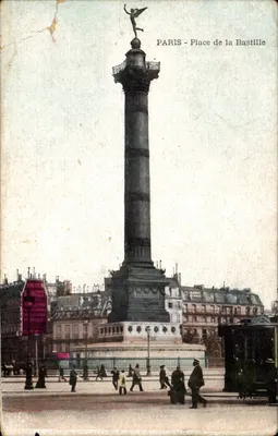 Paris - Place de la Bastille — coluna da Bastilha com estátua de anjo — editor INDOCE