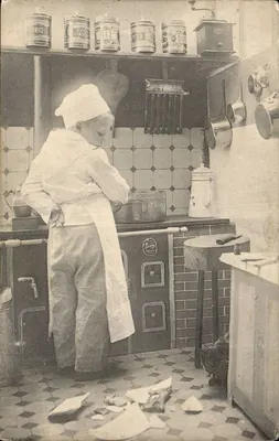 Criança cozinheiro em uma cozinha — editor não identificado