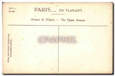 Paryż — Avenue de l'Opéra — Wydawnictwo Art YVON, seria 5, nr 90 — Rewers