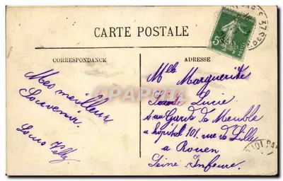 Paryż — Pomnik Gambetta i Louwry — Karta pocztowa — Rewers