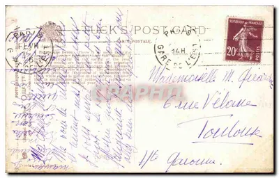 Wiosenny krajobraz z kobietą na mostku — A.H. Jenkins — Tuck's Postcard — Rewers