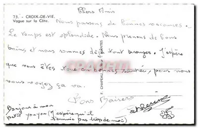 Onda na Costa — Croix-de-Vie — editor F. Chapeau, n°73 — Verso