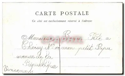 Place de la République — widok z tempłem Mądrości i fontanną — wydawca 'Carte Postale' (przednia strona) — Rewers