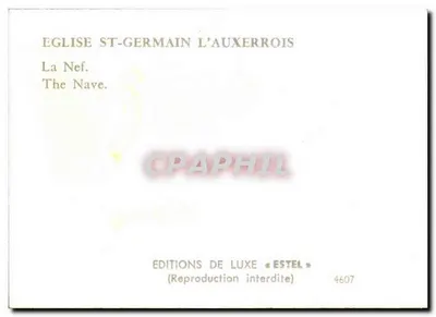 Igreja de Saint-Germain-l'Auxerrois — A Nave — Edições de Luxo « Estel » n° 4607 — Verso