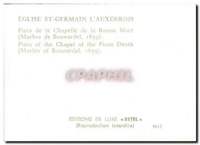 Pietá da Capela da Boa Morte — Igreja de São Germain-l'Auxerrois — Edições de Luxo « Estel » n° 4615 — Verso
