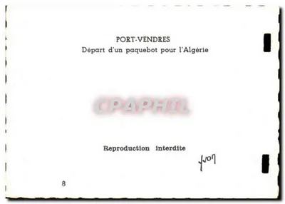 Port-Vendres — Odejście statku pasażerskiego do Algierii — Port-Vendres, n°8 — Rewers