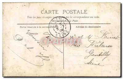 Madeline — bebê sorrindo em um cesto de vime — carta postal francesa — Verso