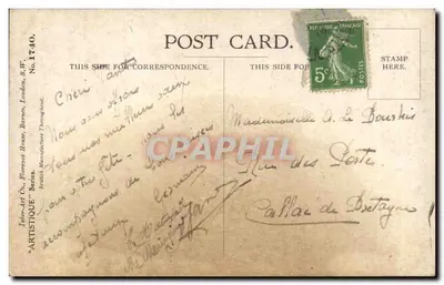 Kocię z zieloną krawatkiem — Eugène De Valter — Inter-Art Co. Nr 1740 — Rewers