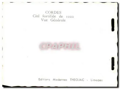 Cordes-sur-Ciel — Cidade fortificada de 1222 — Vista Geral — Edições Modernas THEOJAC - Limoges — Verso