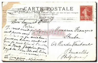 Paryż — Hotel de Ville — widok z mostem i Seiną — wydawca J.C. Paris — Rewers
