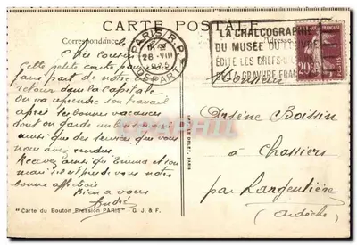 Parijs — Brug d'Arcole en het Paleis van Justitie — La Chalcographie du Musée des Chefs-d'Œuvre — Achterkant