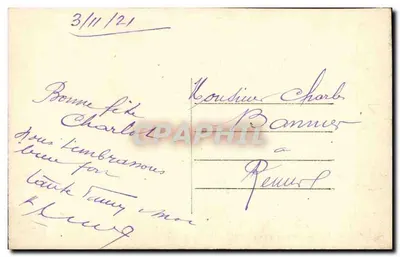 Jovem mulher com chapéu verde — com cesta de flores — carta postal — Verso