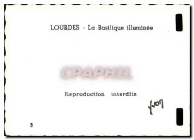Lourdes — Oświetlona Bazylika — Reproduction interdite, n°5 — Rewers