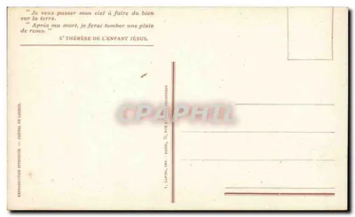 Thérèse of the Child Jesus — prayer for troubled hearts — publisher L. Lapna, Paris — Back
