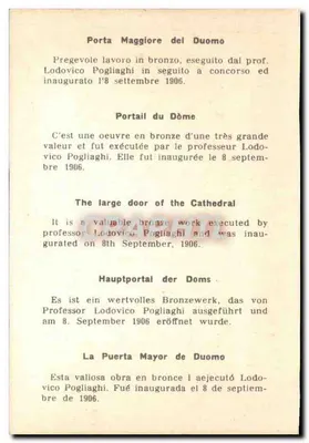 Porta Maggiore Duomo — dzieło brązowe Lodołeka Pogliaghi — ufundowane 8 września 1906 — Rewers