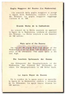 Madonnina — statua na szczycie katedry — wydawca nieznany, numer serii nie widoczny — Rewers