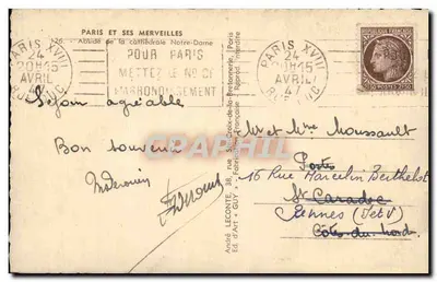 Notre-Dame w Paryżu — widok fasady i dzwonnicy — André LECONTE, wydawca, n°126 — Rewers
