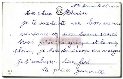 Menina segurando um buquê — Parabéns de aniversário — Editor I.M.I. n°38 — Verso
