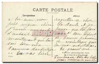 Soldado y muguet — Porte Bonheur — F. Fleury, foto-imp. edit. París — Reverso