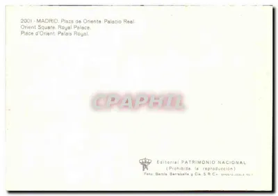 Madryt - Plac Oriente - Pałac Królewski — Wydawca Editorial Patrimonio Nacional, nr 2001 — Rewers