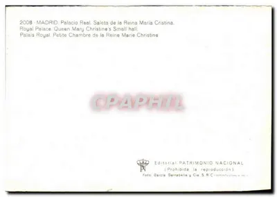 Sala Królowej Marie-Cristine — Pałac Królewski, Madryt — Wydawca Narodowy Zasoby — Rewers