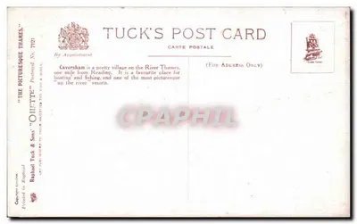 Caversham na Tamize — widok rzeki z dwiema osobami na łódce — Tuck's Post Card, n° 7021 — Rewers