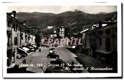 Susa m. 503 — Vista da praça Diarra com o Rocciameleone em segundo plano