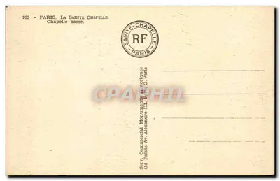 Paryż / Święta Kaplica — Niska kaplica — Serv. Komercjalny Monumenta Historica, Paryż — Rewers