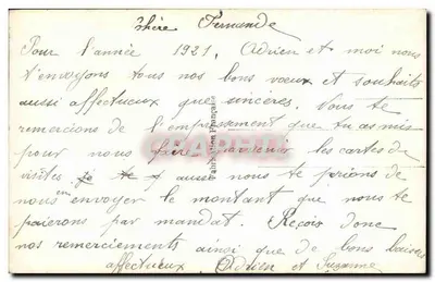 Femme en fourrure tenant un bouquet — Bonne Année — Suzy 788 — Verso
