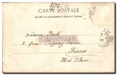 Panorama Paryża - Nowy Louvre — datowana 20 lutego 1902 — wydawca nie widoczny — Rewers